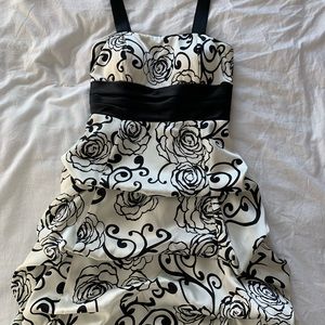 Formal Cream Dress with Black Rosettes